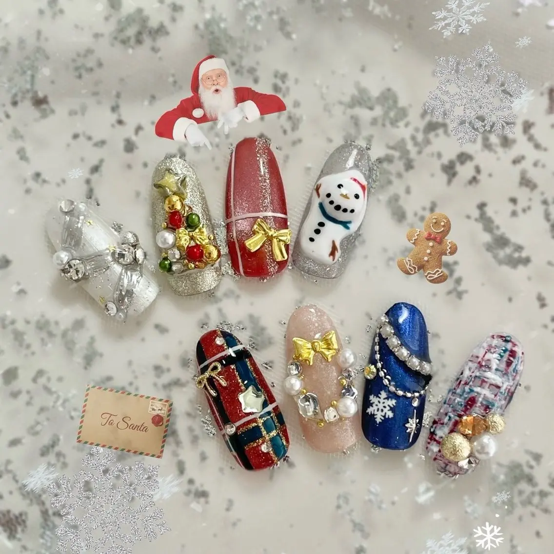 ネイル アートネイル ワンホンネイル 冬ネイル クリスマス SoLuna MIZUHOのネイルデザイン