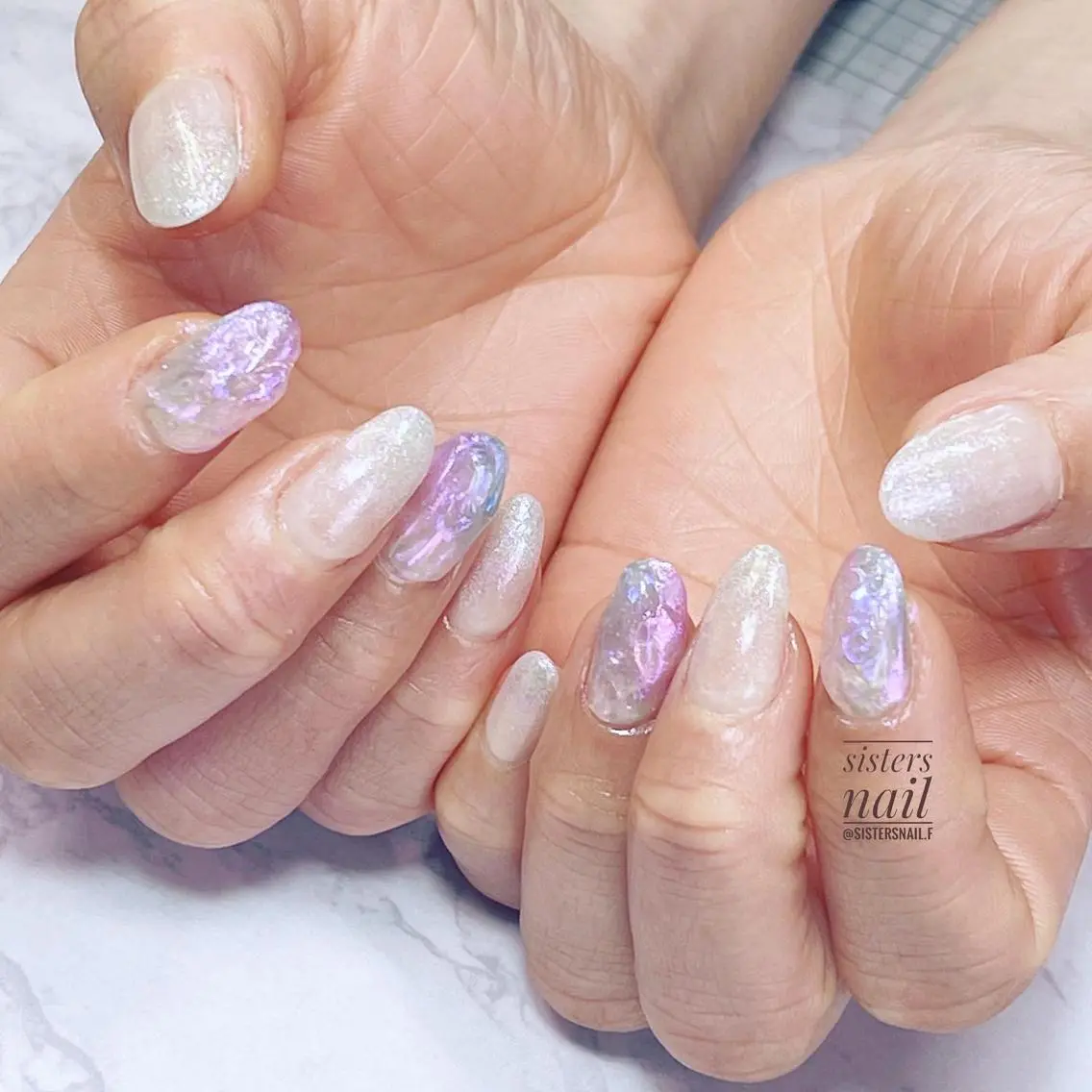 ネイル アートネイル 氷ネイル・うるうるネイル キラキラネイル マグネットネイル シンプルネイル sisters nail.fのネイルデザイン