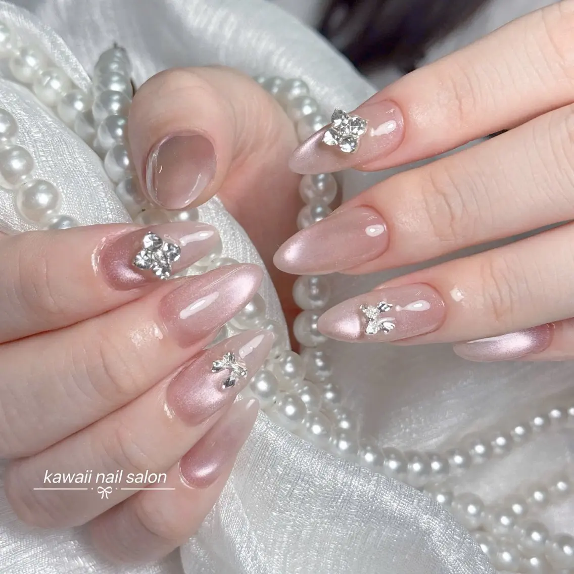 ネイル チークネイル ドット フレンチネイル 韓国ネイル レース Kawaii _Nailのネイルデザイン