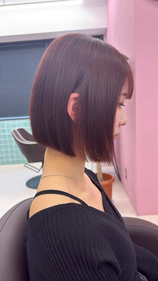 ショート ピンクブラウン カット ヘアカラー トリートメント REN /名駅のヘアスタイル