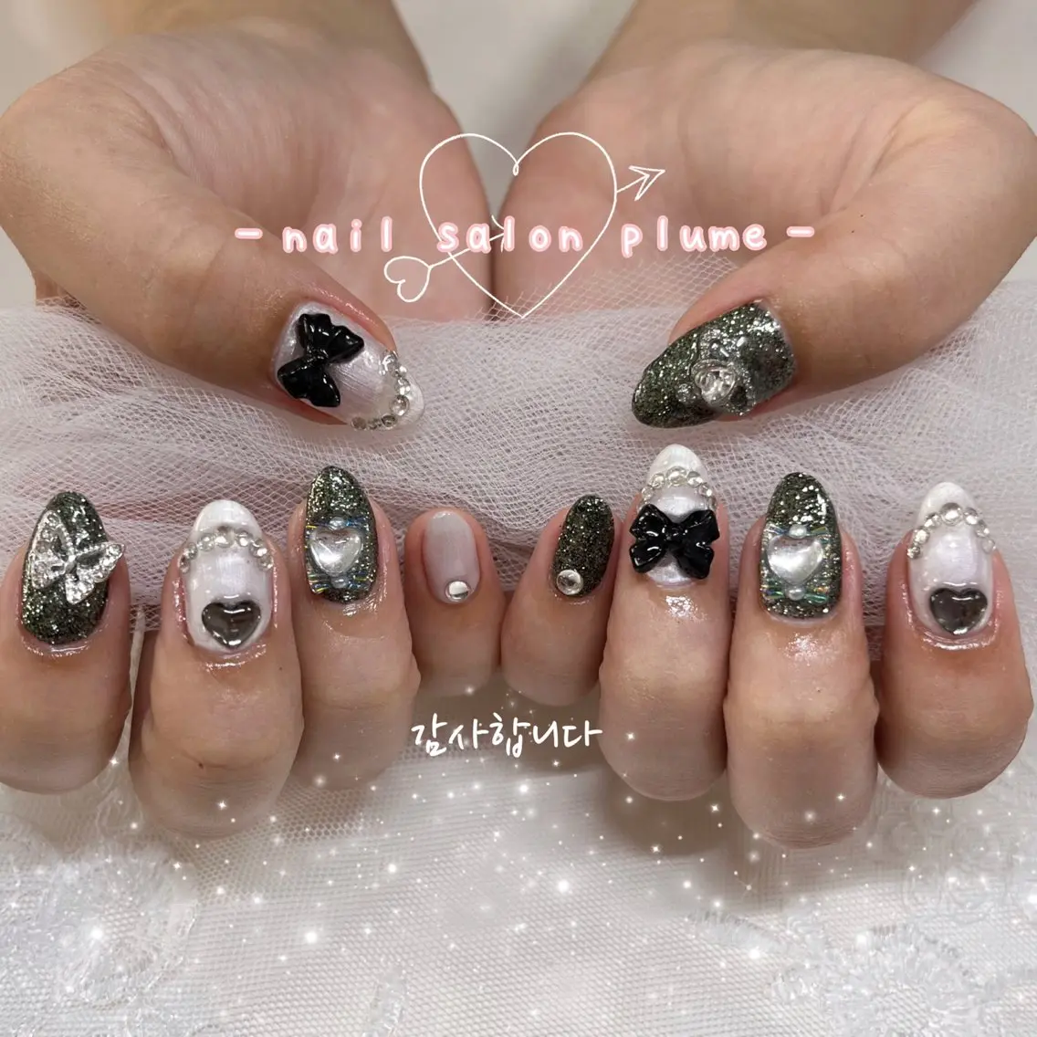 ネイル キラキラネイル ハンドネイル plume nail ☆韓国ネイルのネイルデザイン