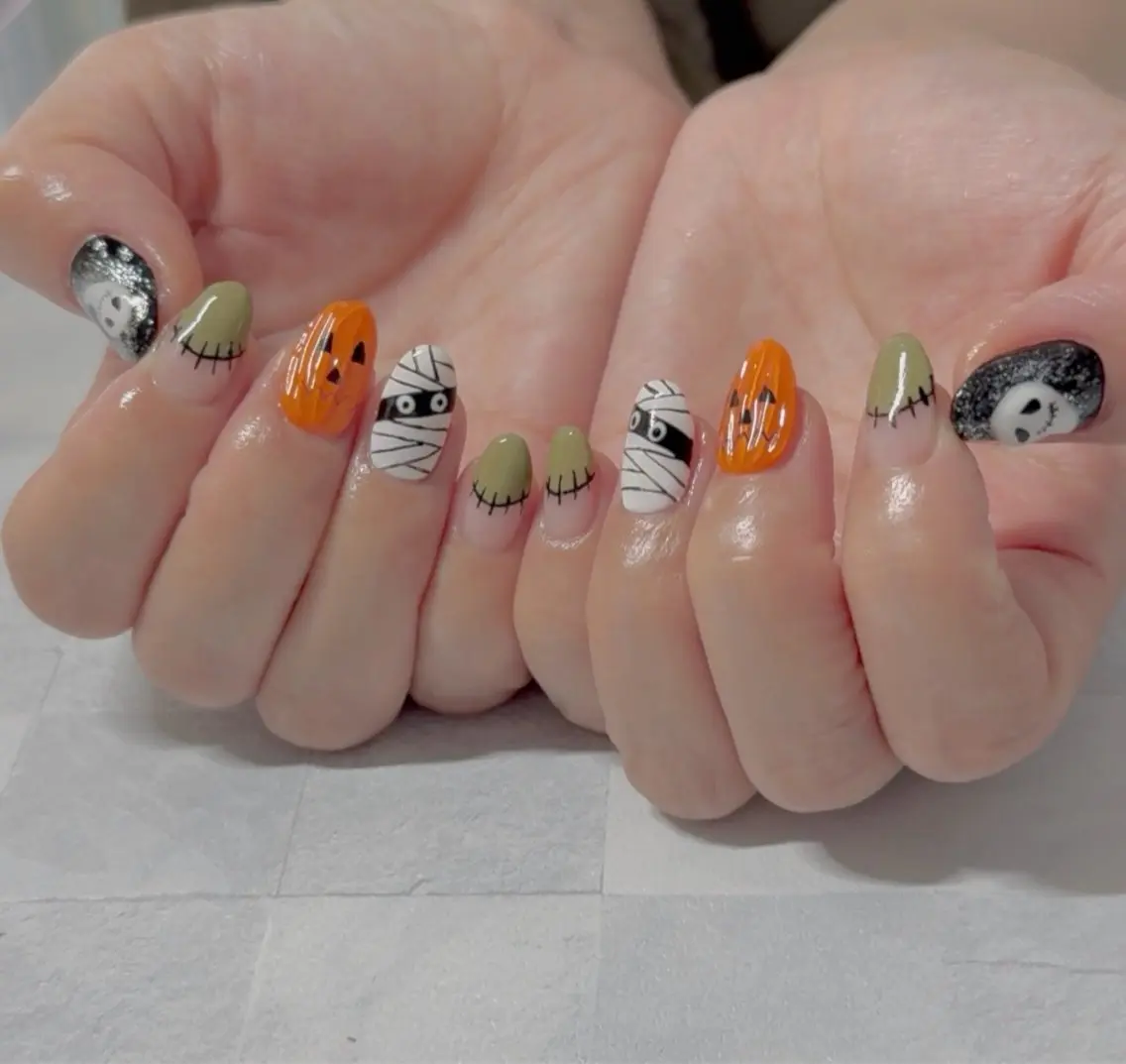 ネイル ハロウィン ハンドネイル PACENAIL 今福のネイルデザイン