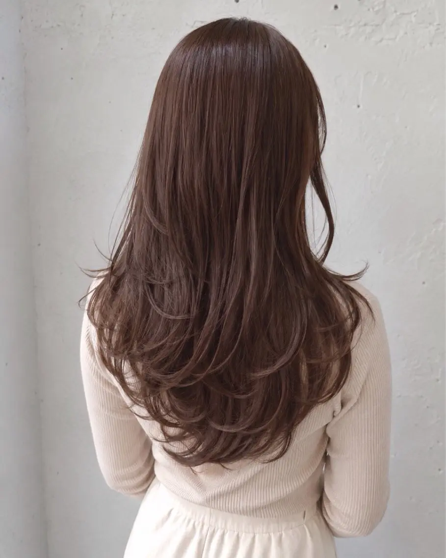ロング ハッシュカット 韓国風ヘア レイヤーカット トリートメント カット pia 薬院のヘアスタイル