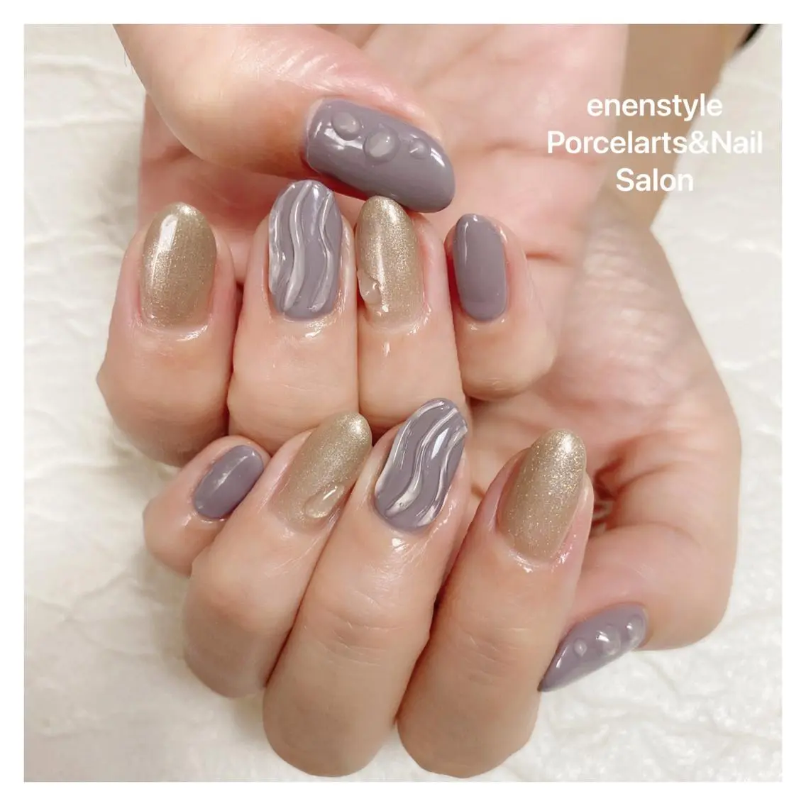 ミディアム ネイル ハンドネイル 🐾enen style 🐾のネイルデザイン