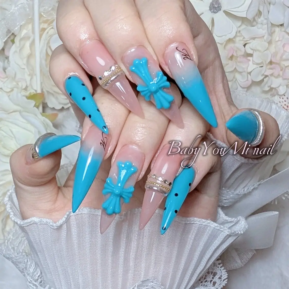 ネイル オーロラネイル チークネイル 成人式 フットネイル フレンチネイル ハンドネイル BabyYouMi nailのネイルデザイン