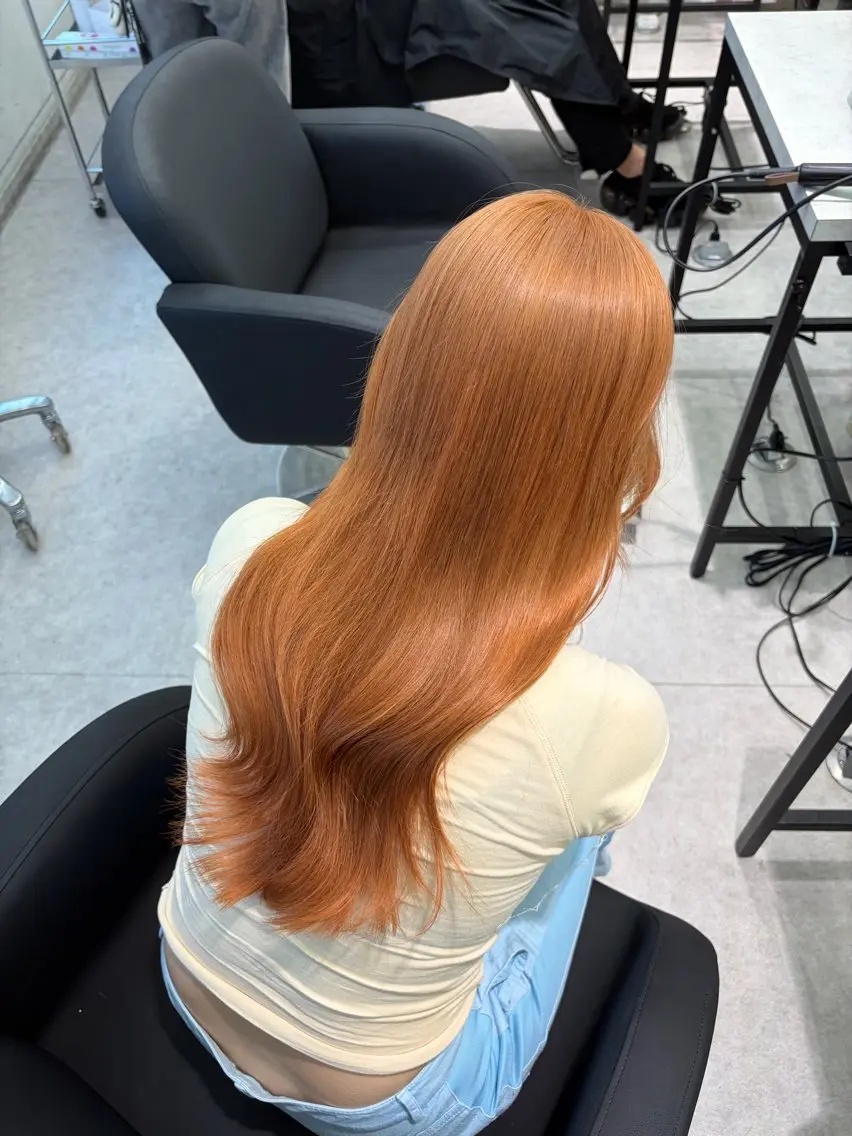 ロング カラー ベージュカラー オレンジ オレンジベージュ ヘアカラー ミルクティー/渋谷 shunta🌟🌟のヘアスタイル