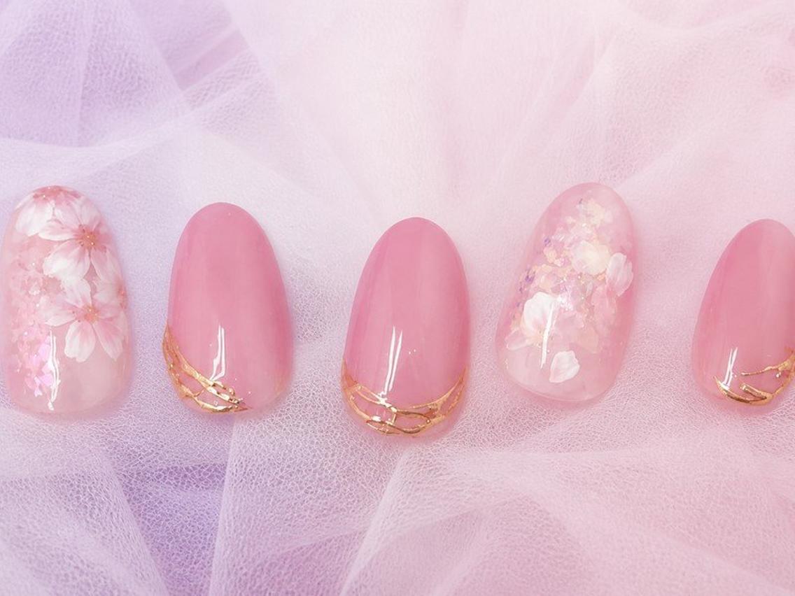 ネイル 桜ネイル 春ネイル ハンドネイル Lili Nail Studio西荻窪店のネイルデザイン