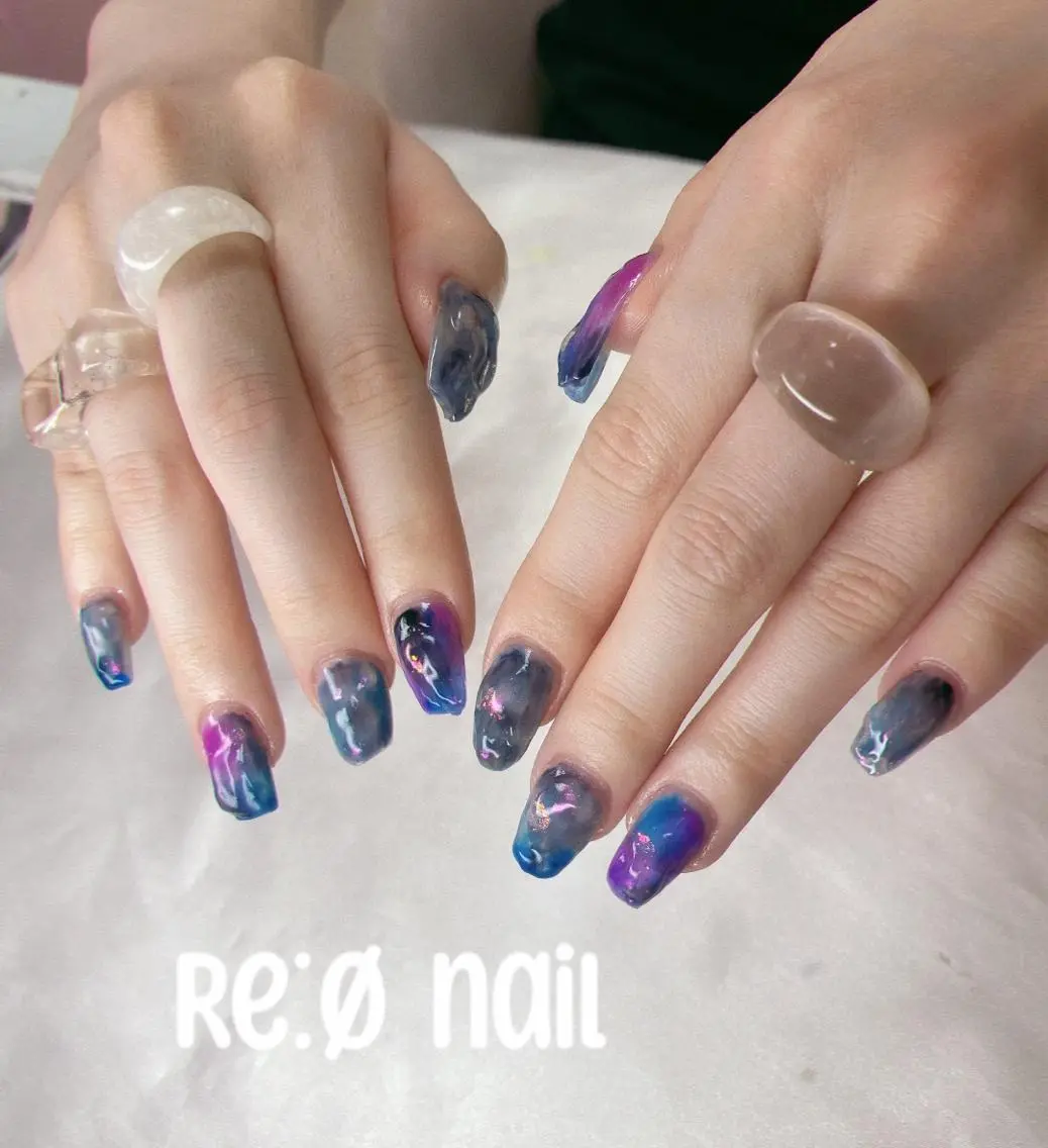 ネイル ストーンネイル ハンドネイル Re:Ø nail 🩵TSUJIのネイルデザイン