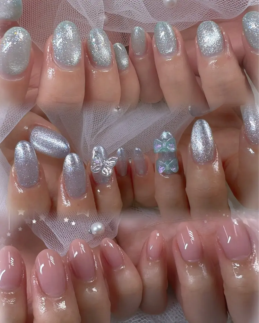 ネイル チークネイル フレンチネイル ガーリー ガラスフレンチ グラデーション ハンドネイル ハンドケア Chill Nailsalonのネイルデザイン