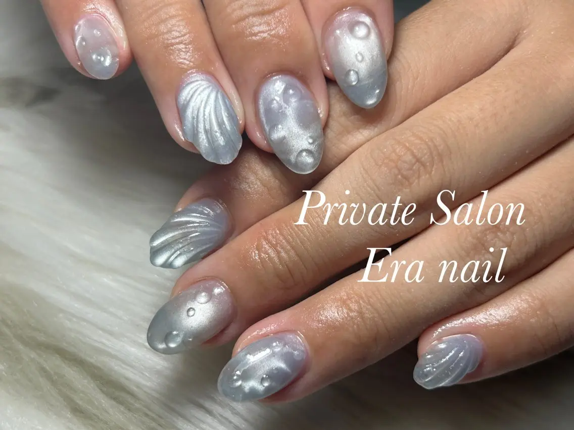ネイル アートネイル クリアネイル ぷっくりネイル 夏ネイル ハンドネイル Era nailのネイルデザイン