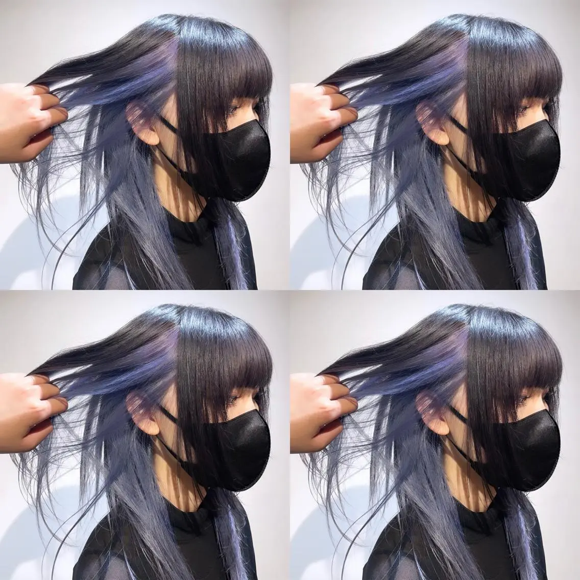 セミロング カラー ブルーカラー インナーカラー ラベンダーカラー シルバー 🌟トップデザイナー 高橋🌟のヘアスタイル