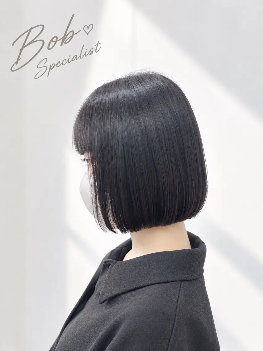 ミディアム カット 縮毛矯正 トリートメント ボブ/メンズカット/ 眉毛ワックス/ 澁谷のヘアスタイル