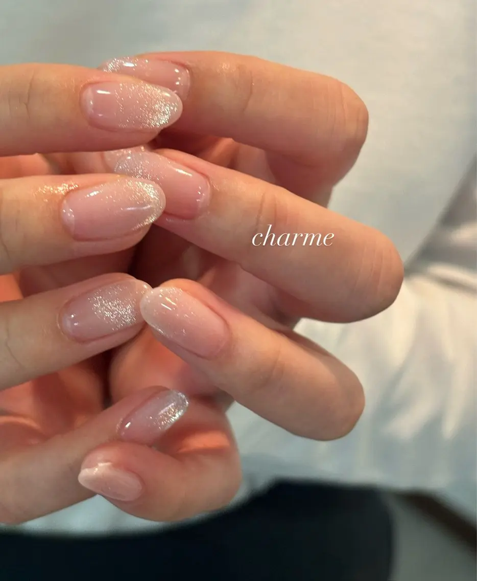 ネイル フレンチネイル マグネットネイル マグネットフレンチ ハンドネイル charme nailのネイルデザイン
