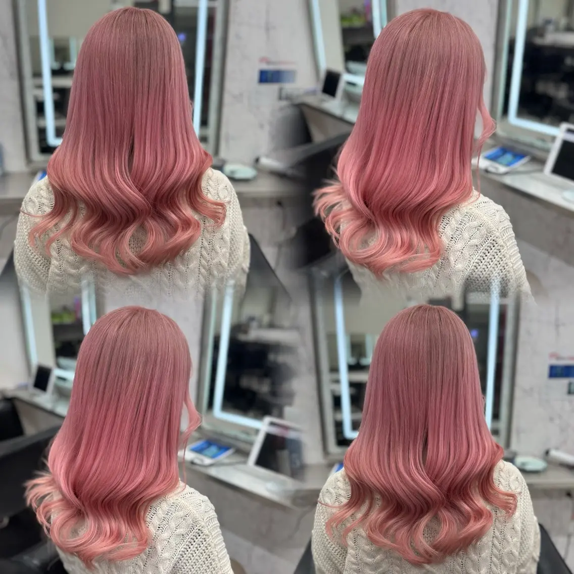 セミロング カラー ハイトーンカラー ピンクカラー ホワイトピンク ヘアカラー トリートメント JPCY MIRIYAのヘアスタイル