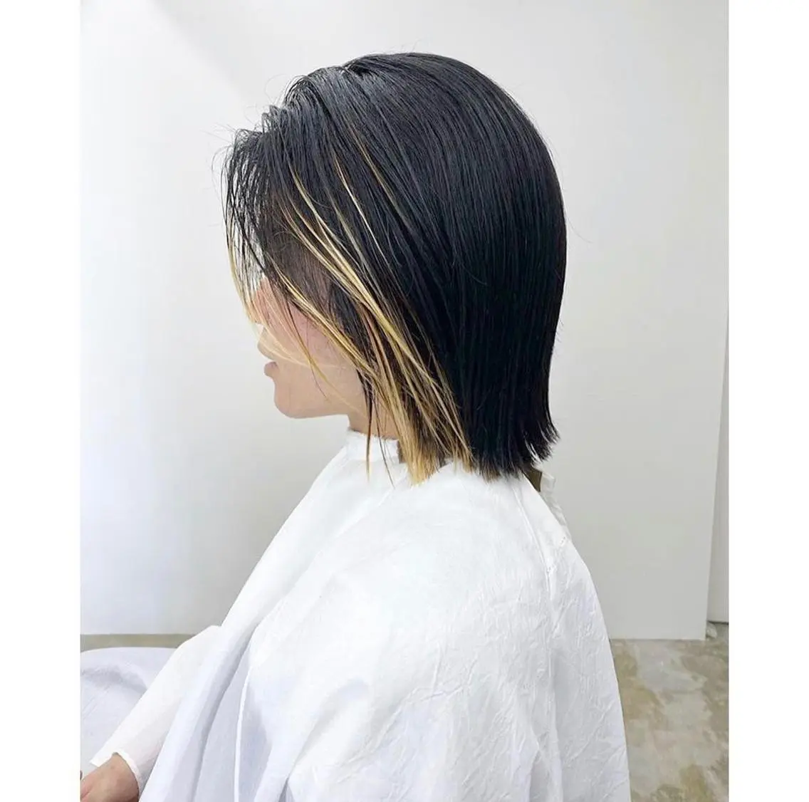 ショート カラー ヘアアレンジ メンズ メンズブリーチ メンズハイライト ブリーチ ハイライトカラー ボブ 【姫カット】 ナカムラコウキのヘアスタイル