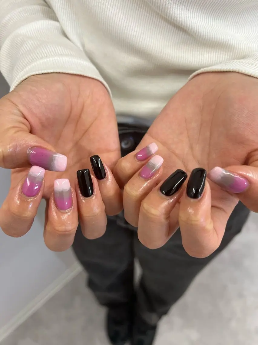 ネイル ジェルネイル グラデーション 韓国ネイル パラジェル ピンク ハンドネイル ハンドケア Bana_ Nailのネイルデザイン