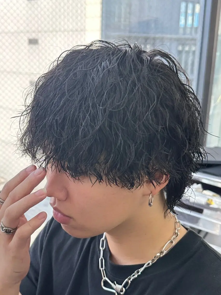ショート パーマ メンズ 曲がる縮毛矯正 /山本千太のヘアスタイル