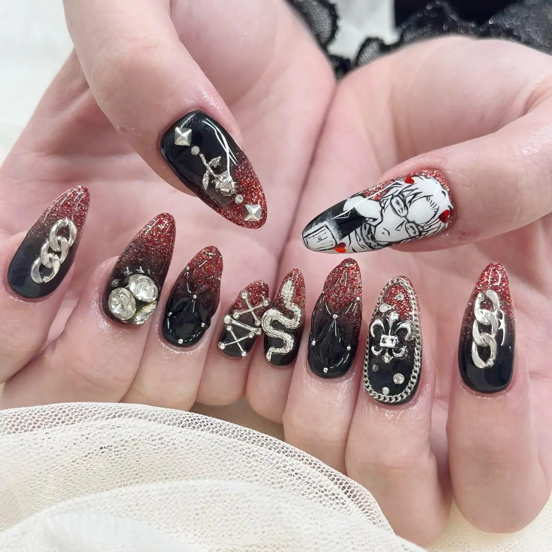 ロング ネイル 持ち込み ハンドネイル 池袋痛ネイル Nok. 渡辺のネイルデザイン