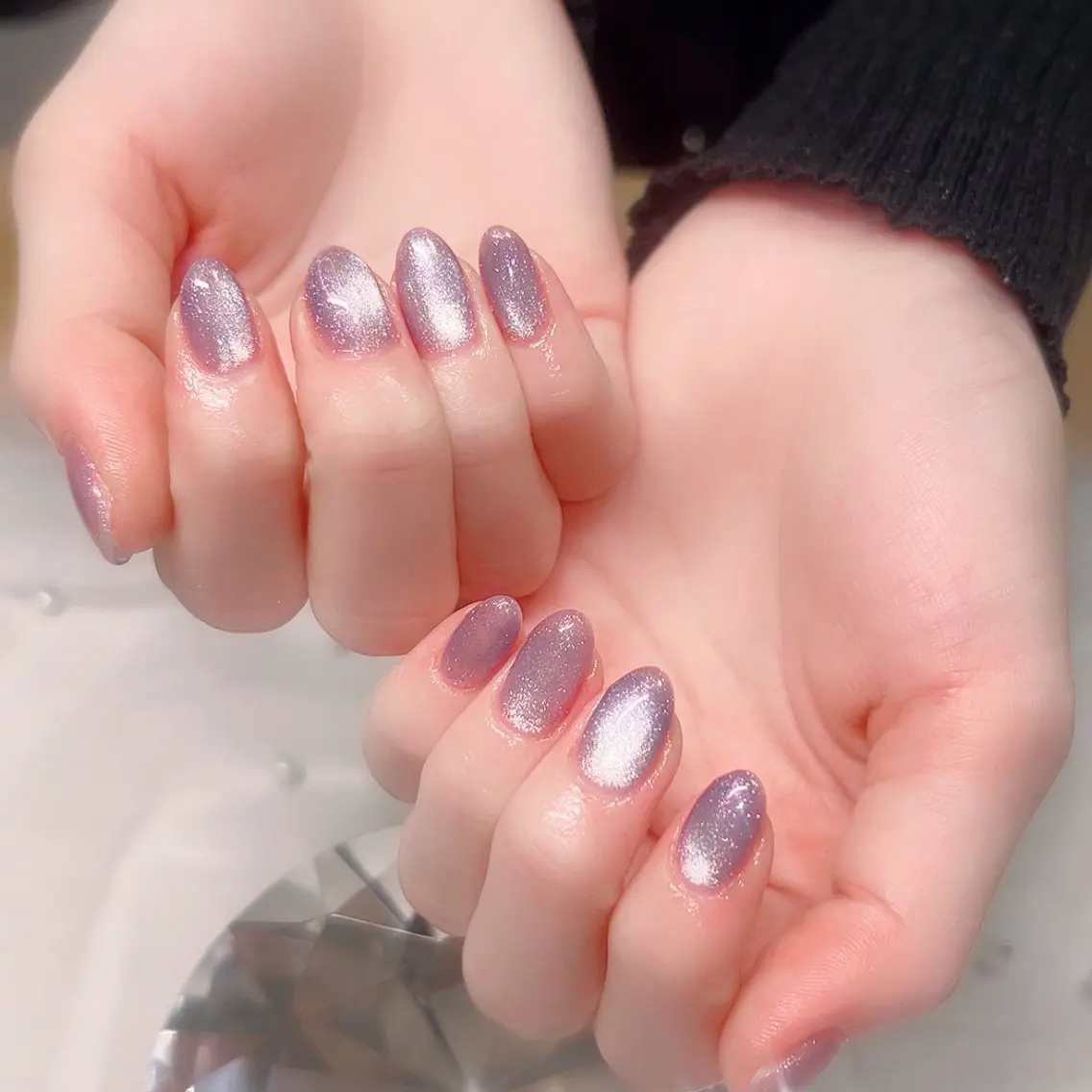 ネイル フラッシュネイル ラメ(グリッター) 水色 ワンカラーネイル ハンドネイル Cute Tips nailのネイルデザイン