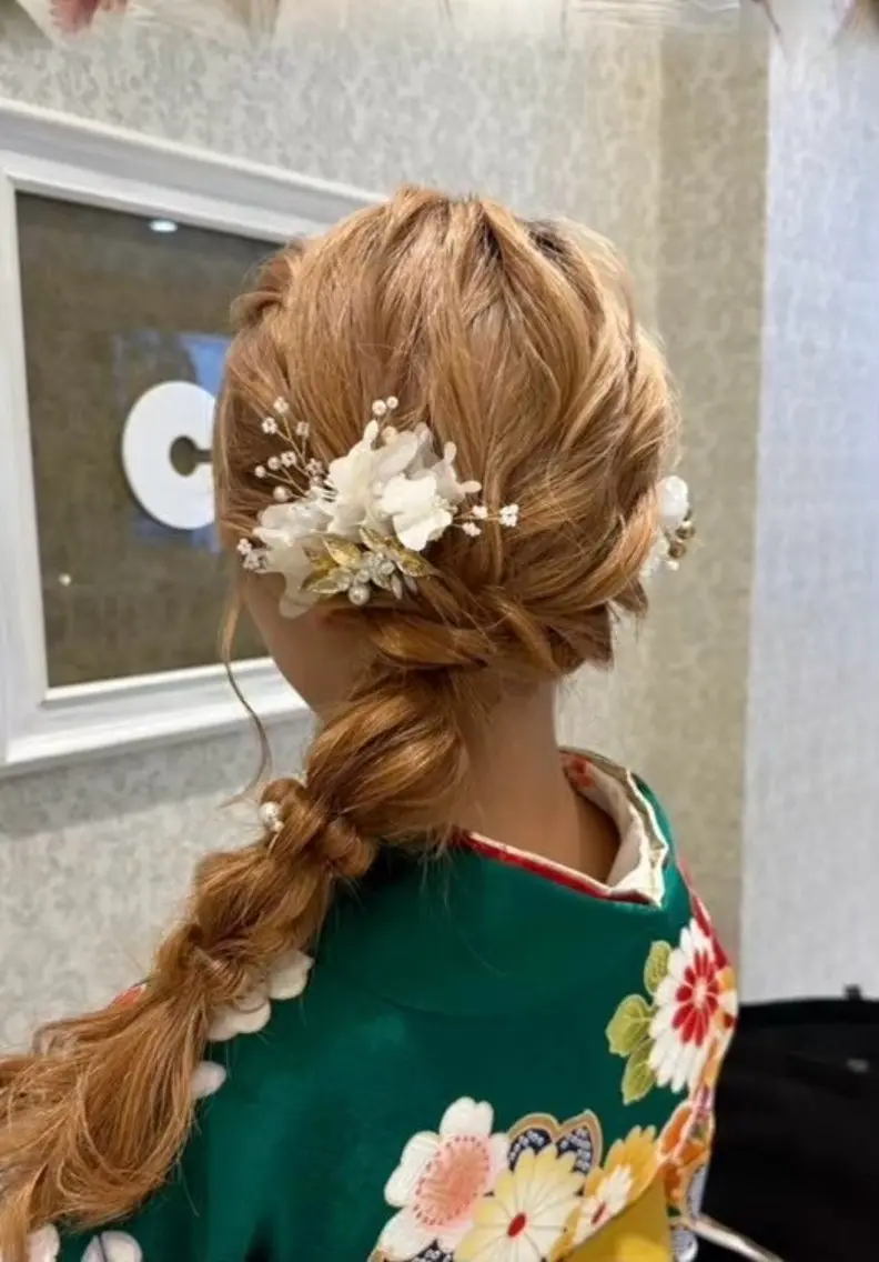 お祭りヘアアレンジ🍧🎆💕(編みおろし)の写真