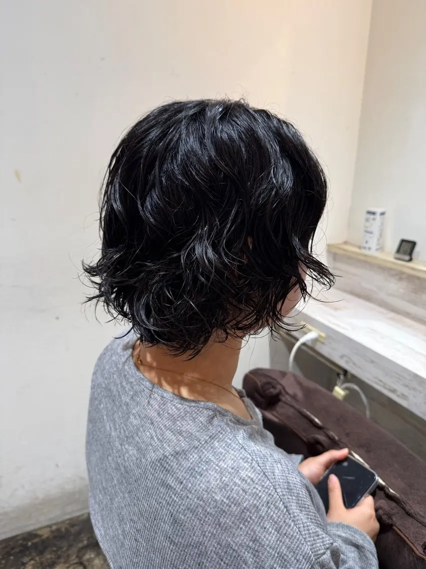 ショート パーマ カット パーマ トリートメント 透明感カラー/パーマ 🌀アオノのヘアスタイル