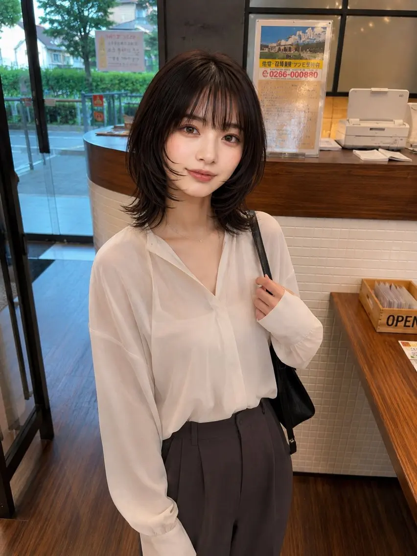ミディアム カラー ボブレイヤー ボブ レイヤーカット カット 田中 和葉のヘアスタイル