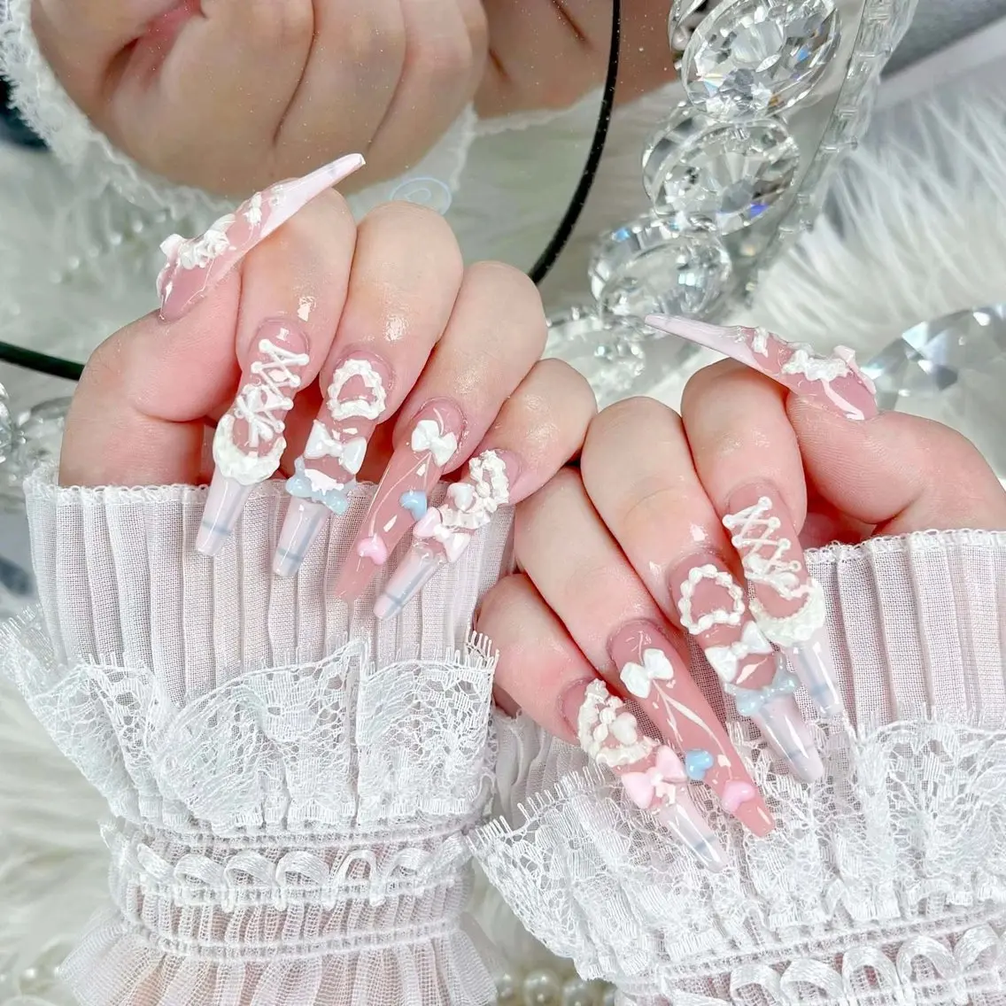 ❤️‍🔥🉐【★ロングチップ長さ出し】🉐アート、パーツつけ放題💅持ち込み🆗￥21500→¥13975 💎の写真