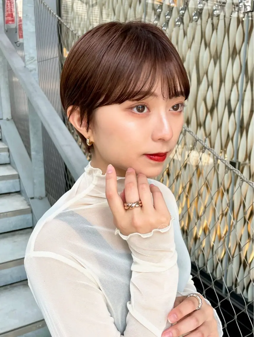ショート カット ヘアカラー 骨格診断で絶対可愛い ✨丸みショート✨凌弥のヘアスタイル
