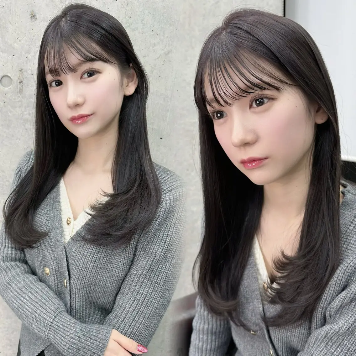 ロング カット 縮毛矯正 トリートメント 韓国/ワンホンヘア 髪質改善/MaCoのヘアスタイル