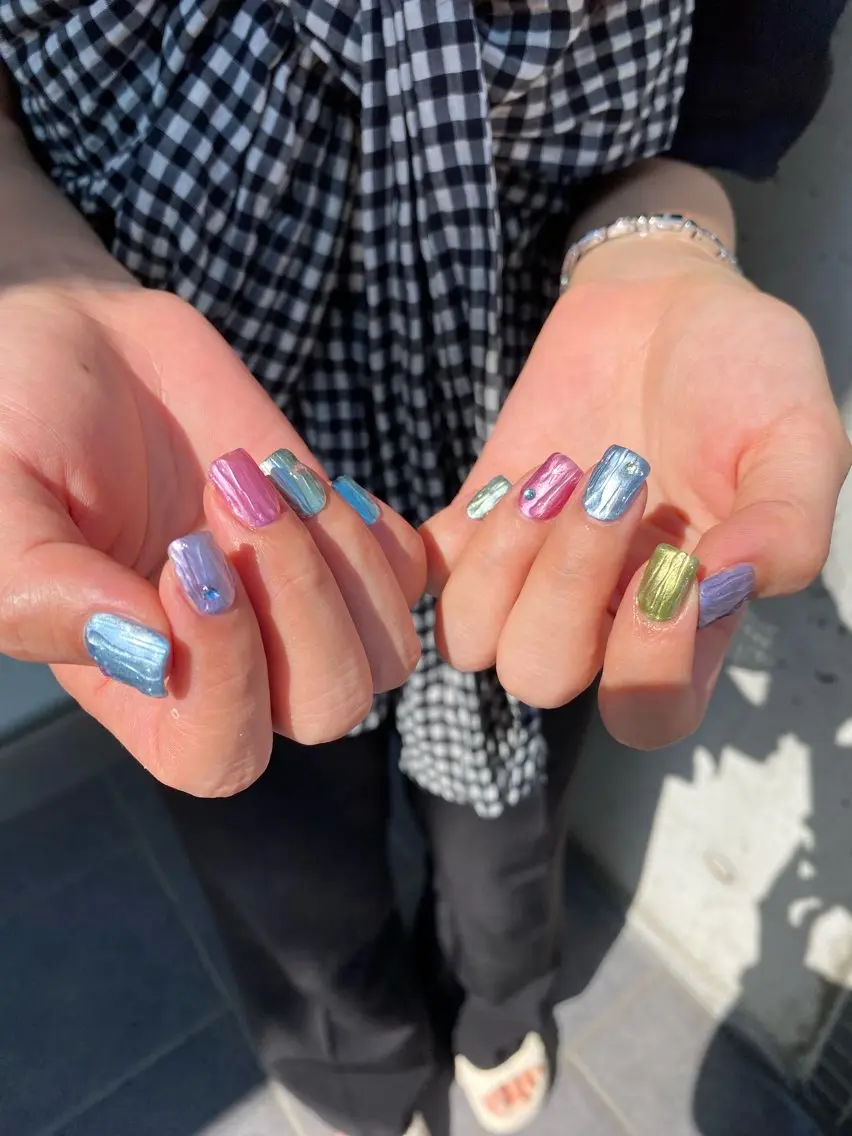 ネイル ジェルネイル マグネットネイル ニュアンスネイル ワンカラーネイル パラジェル ハンドネイル 草加ニュアンスネイル 🌚hersのネイルデザイン
