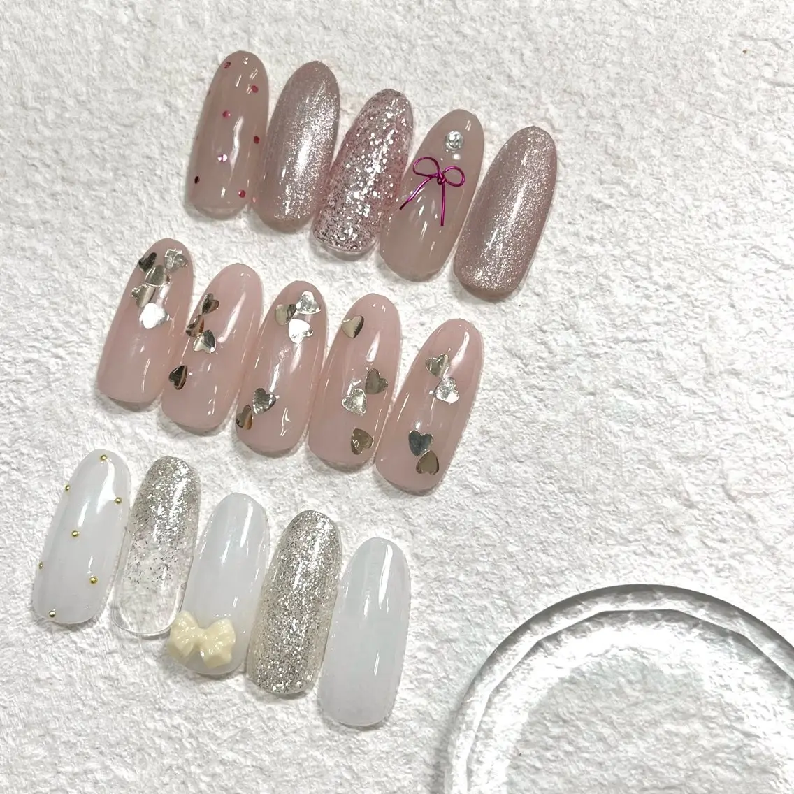 ネイル オーロラネイル チークネイル ガーリー ハート キラキラネイル ハンドネイル Para Sol nail Maoのネイルデザイン