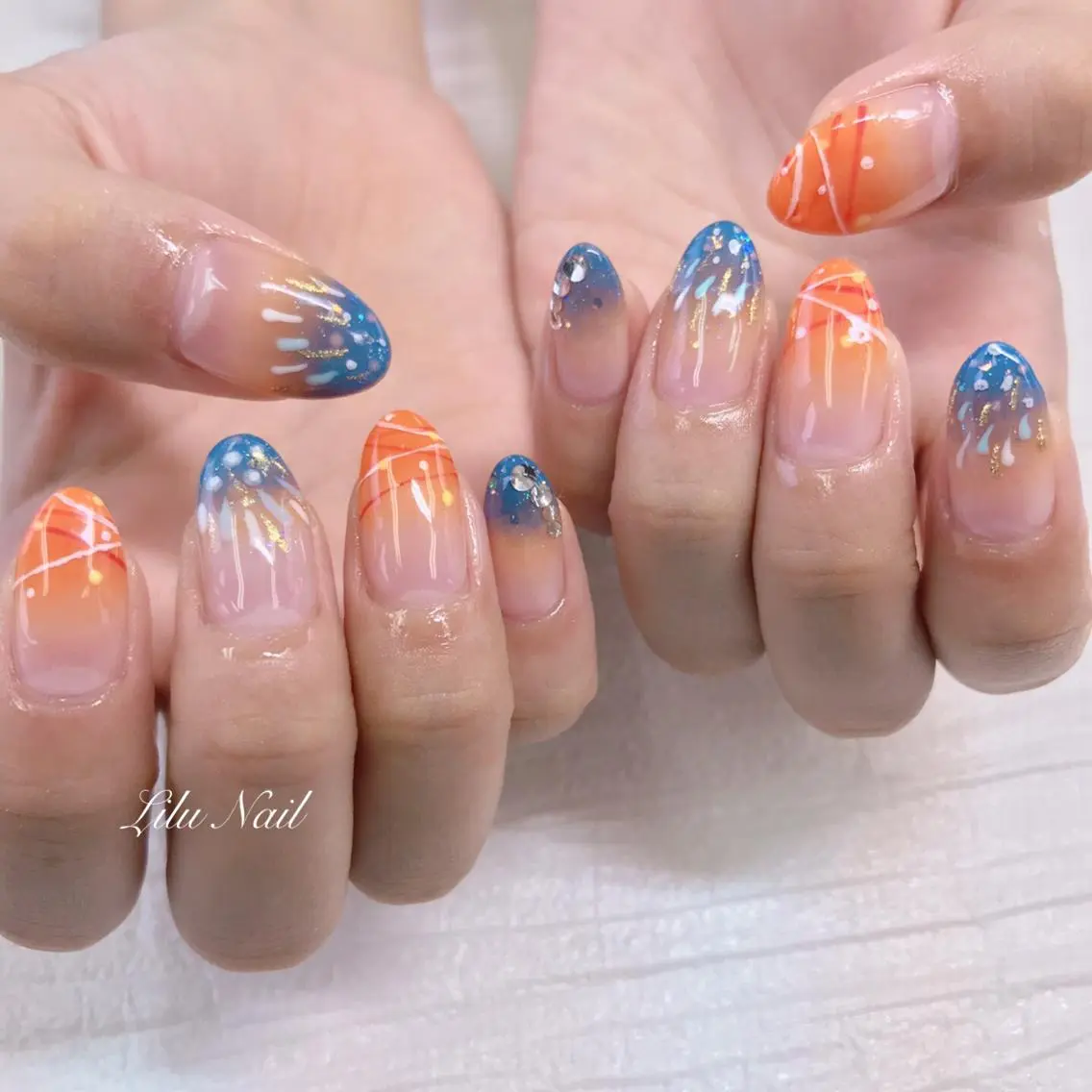 ネイル グラデーション モチの良さ◉ フィルインネイル♡のネイルデザイン