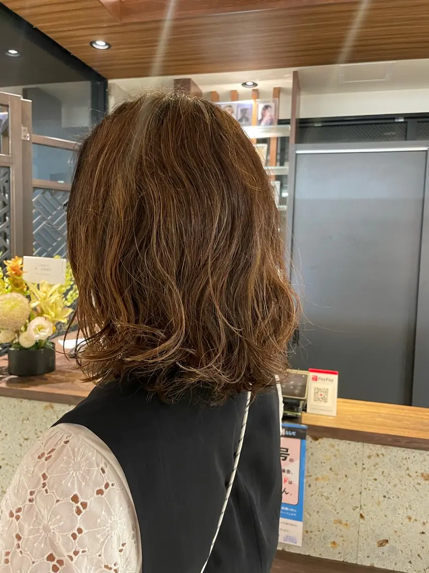 ミディアム パーマ ミディアムパーマ 岩崎 唯人のヘアスタイル