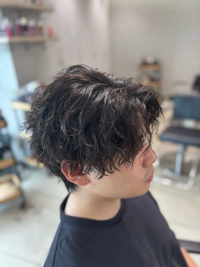 ミディアム パーマ カット 縮毛矯正 💠メンズ縮毛矯正 /パーマ💠林慶太のヘアスタイル