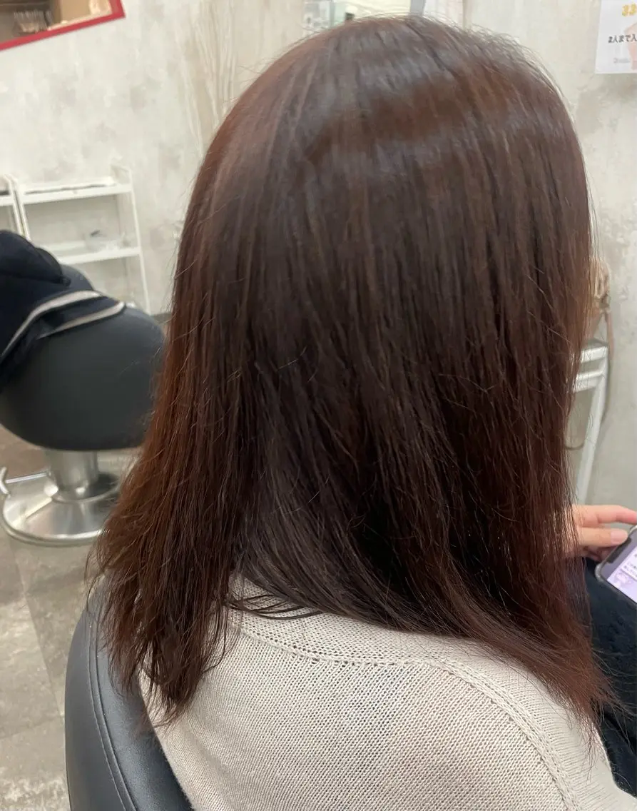 ミディアム カラー ヘアカラー 縮毛矯正 艶カラー/ Lua店 れいあのヘアスタイル