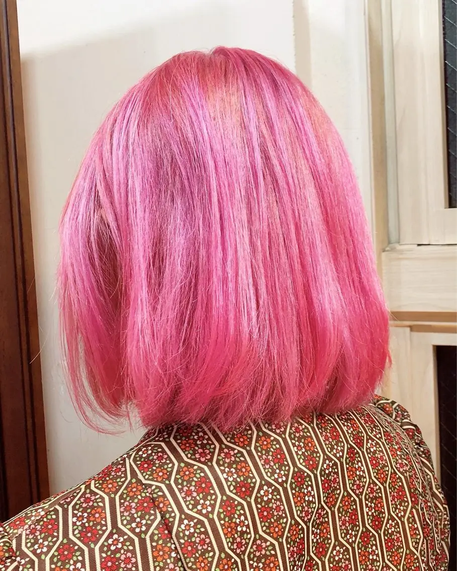 ミディアム カラー ブリーチ ピンクカラー Bikami Salon YMのヘアスタイル