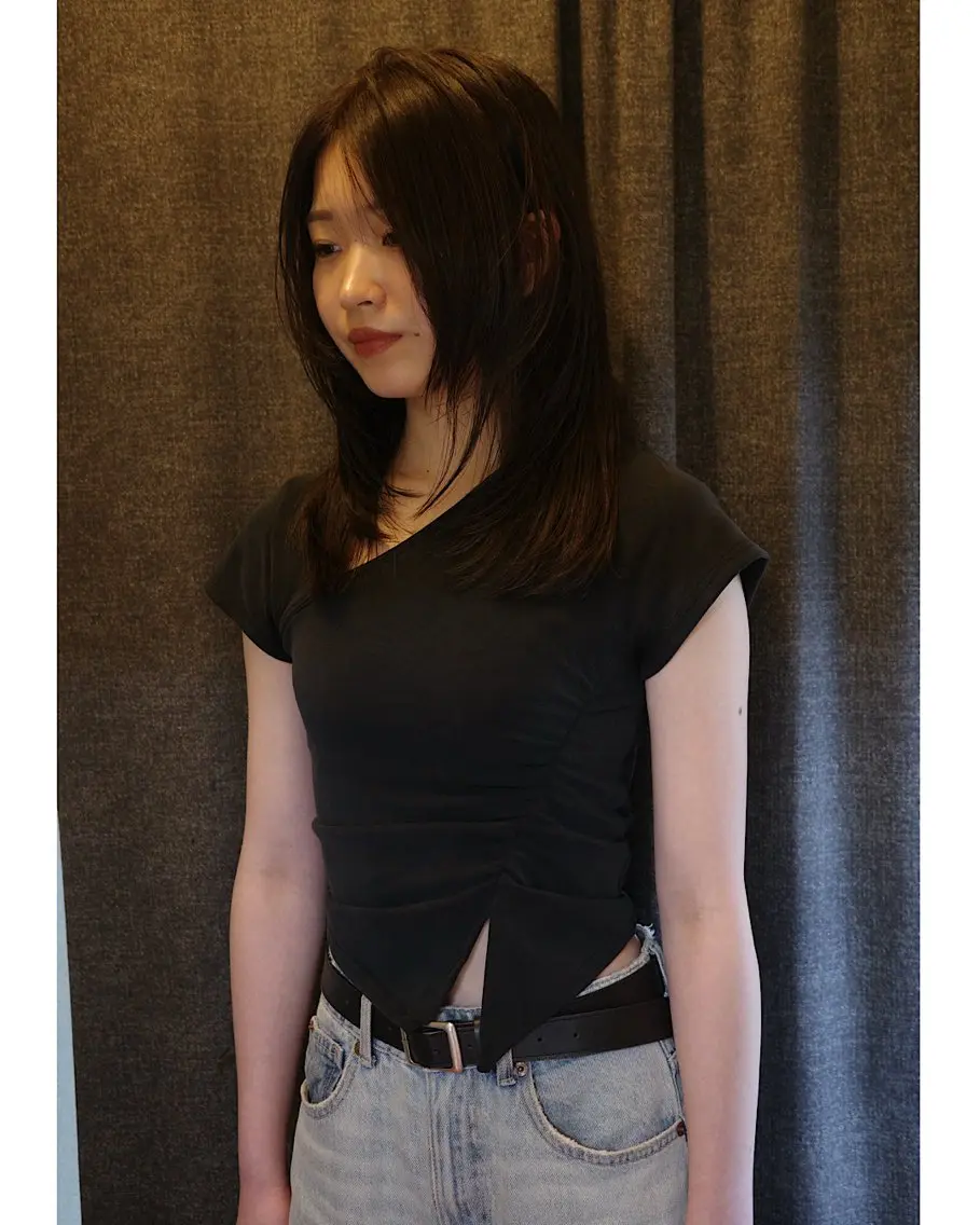 セミロング カラー バレイヤージュ ベージュカラー ブリーチ デザインカラー グレージュ カット ヘアカラー トリートメント opus 店長大和 レイヤー/赤み消しのヘアスタイル