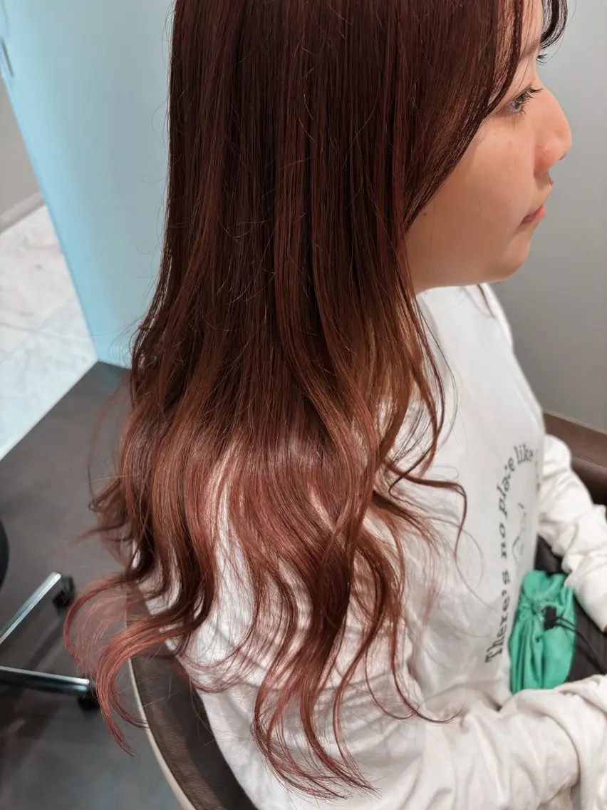 ロング カラー ベージュカラー ピンクカラー ピンクベージュ 韓国風ヘア カット ヘアカラー Mina Akiyamaのヘアスタイル
