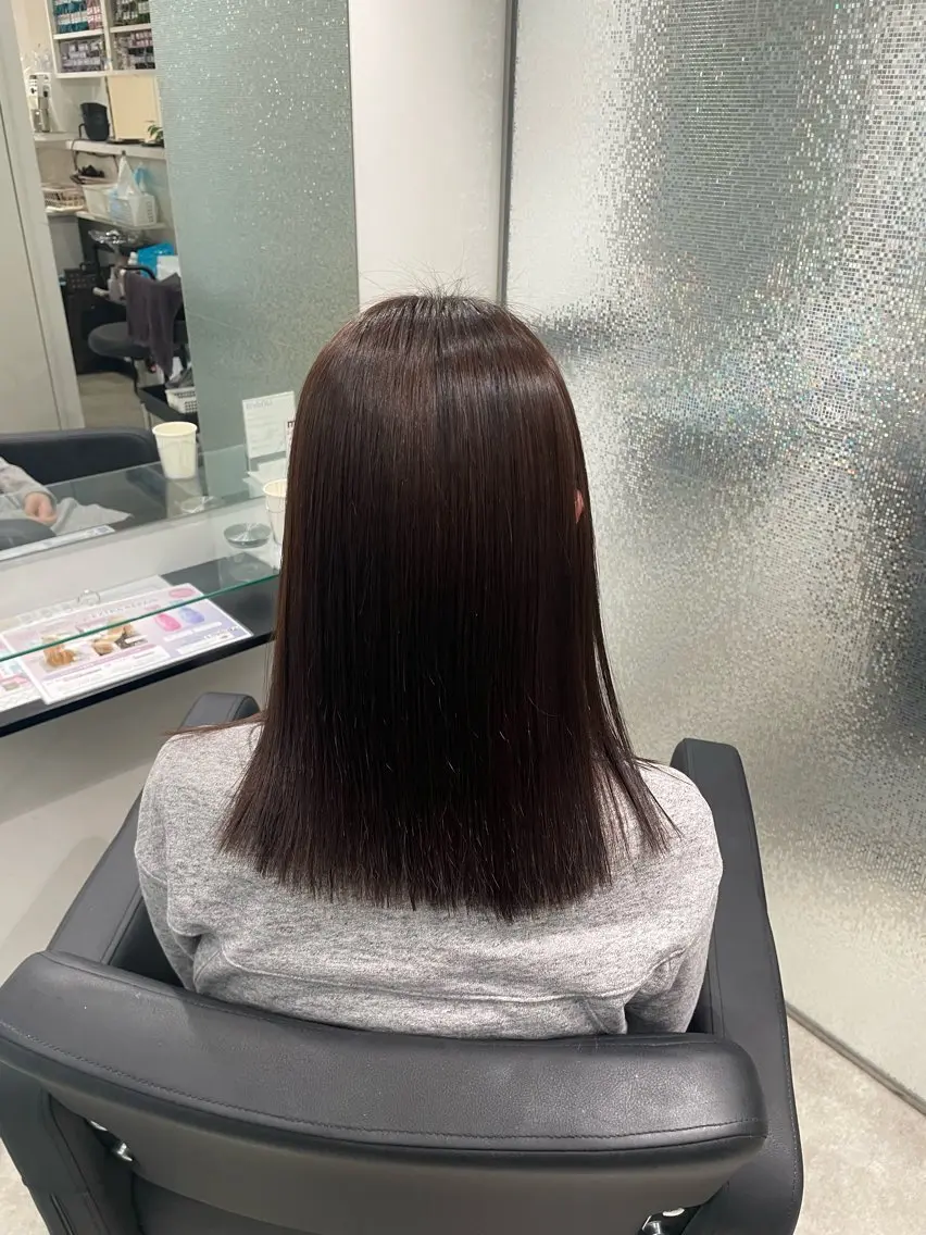 ミディアム パーマ 縮毛矯正 艶髪ブリーチカラー /府中/Mizukiのヘアスタイル