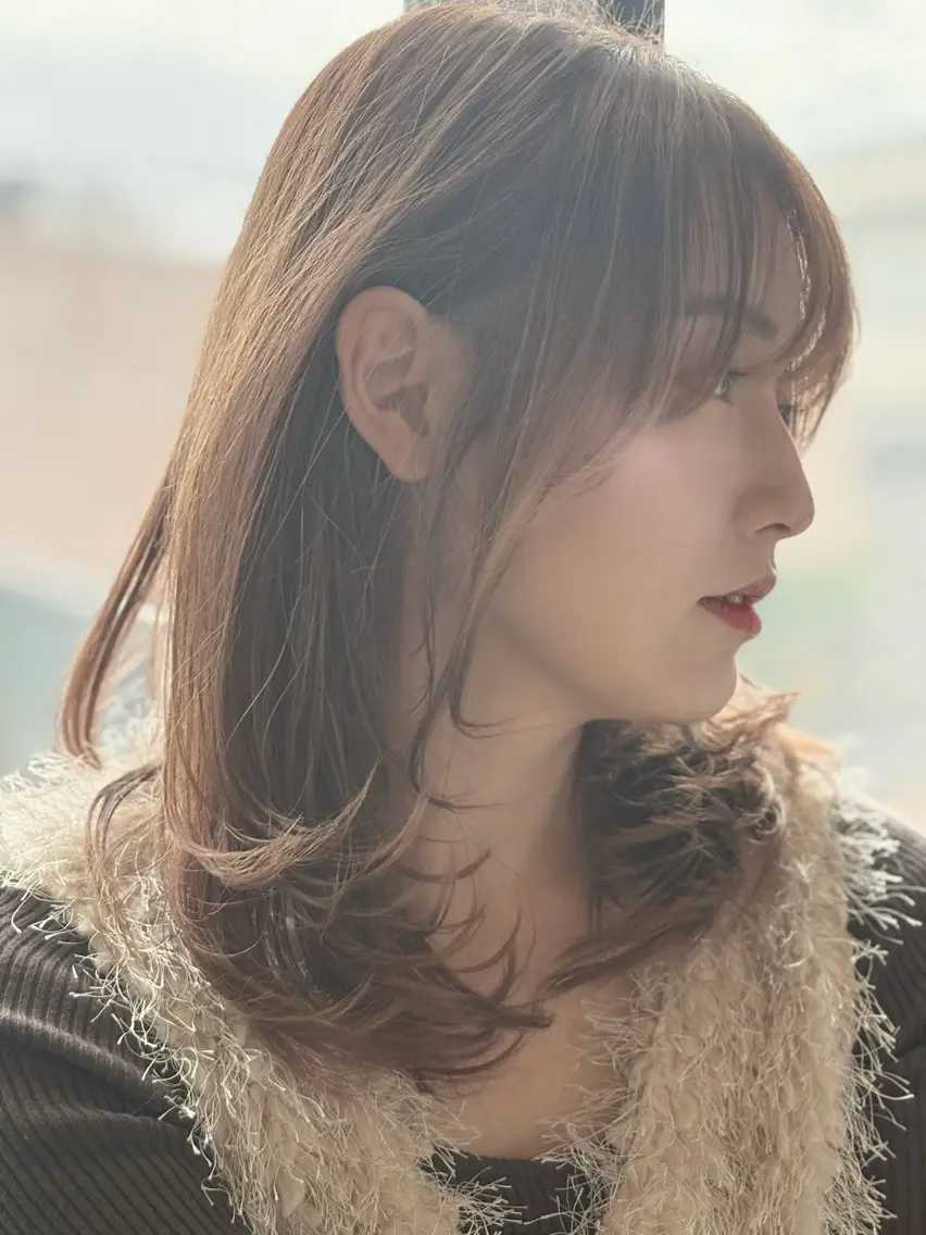 セミロング カラー パーマ カット ヘアカラー トリートメント 透明感カラー レイヤー/コウスケのヘアスタイル