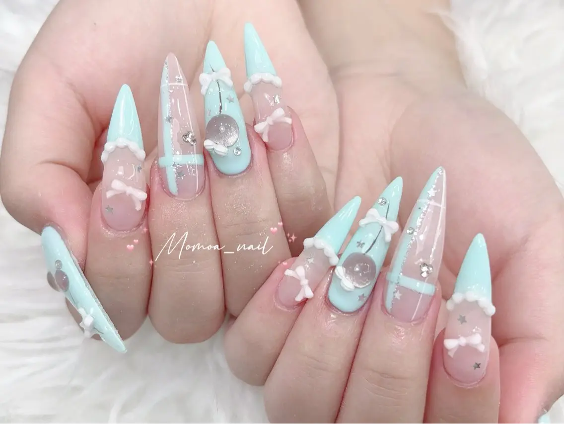 ネイル 成人式 大理石ネイル(マーブル) 持ち込み ネイルチップ 冬ネイル ハンドネイル MoMoA Nail ネイル長さ出し専門店のネイルデザイン