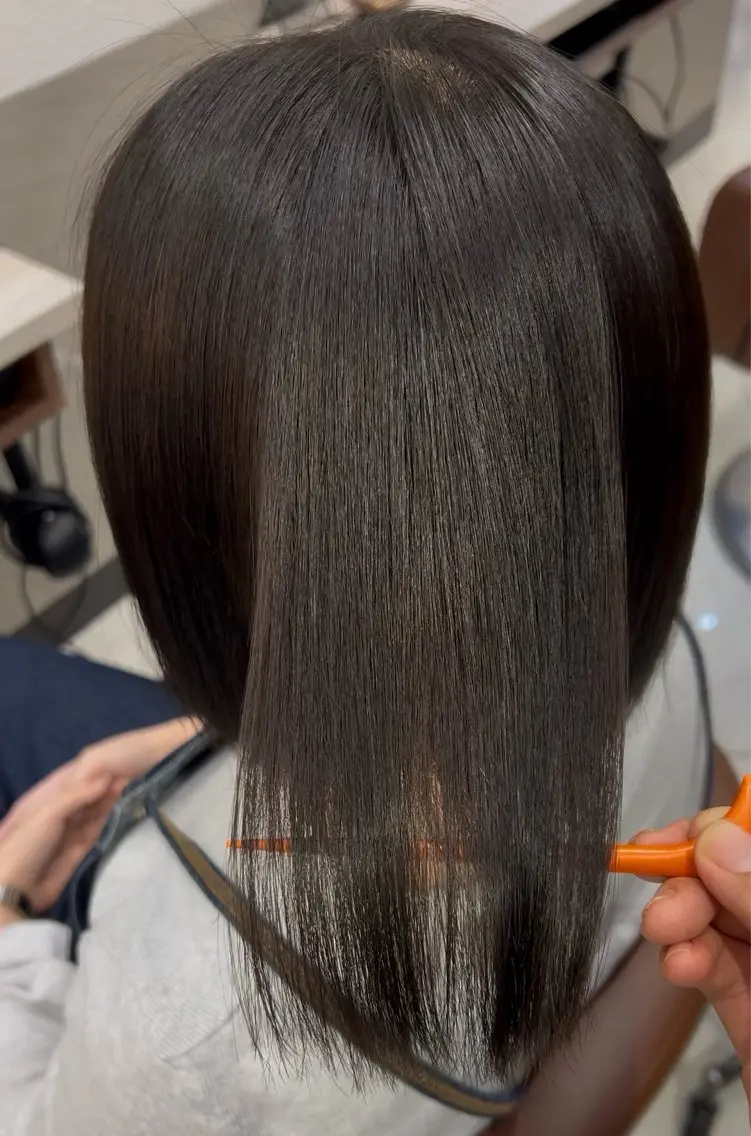 ミディアム パーマ 髪質改善 ストレートパーマ 縮毛矯正 星加 理希のヘアスタイル