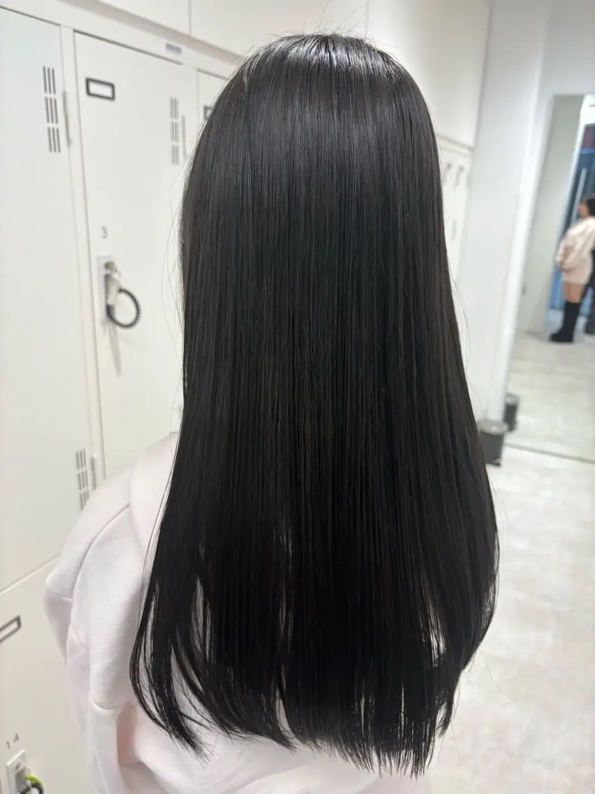 ロング カラー 黒髪 ブルーカラー ブルーブラック 透明感カラー ダブルカラー/韓国風 🇰🇷RYUKIのヘアスタイル