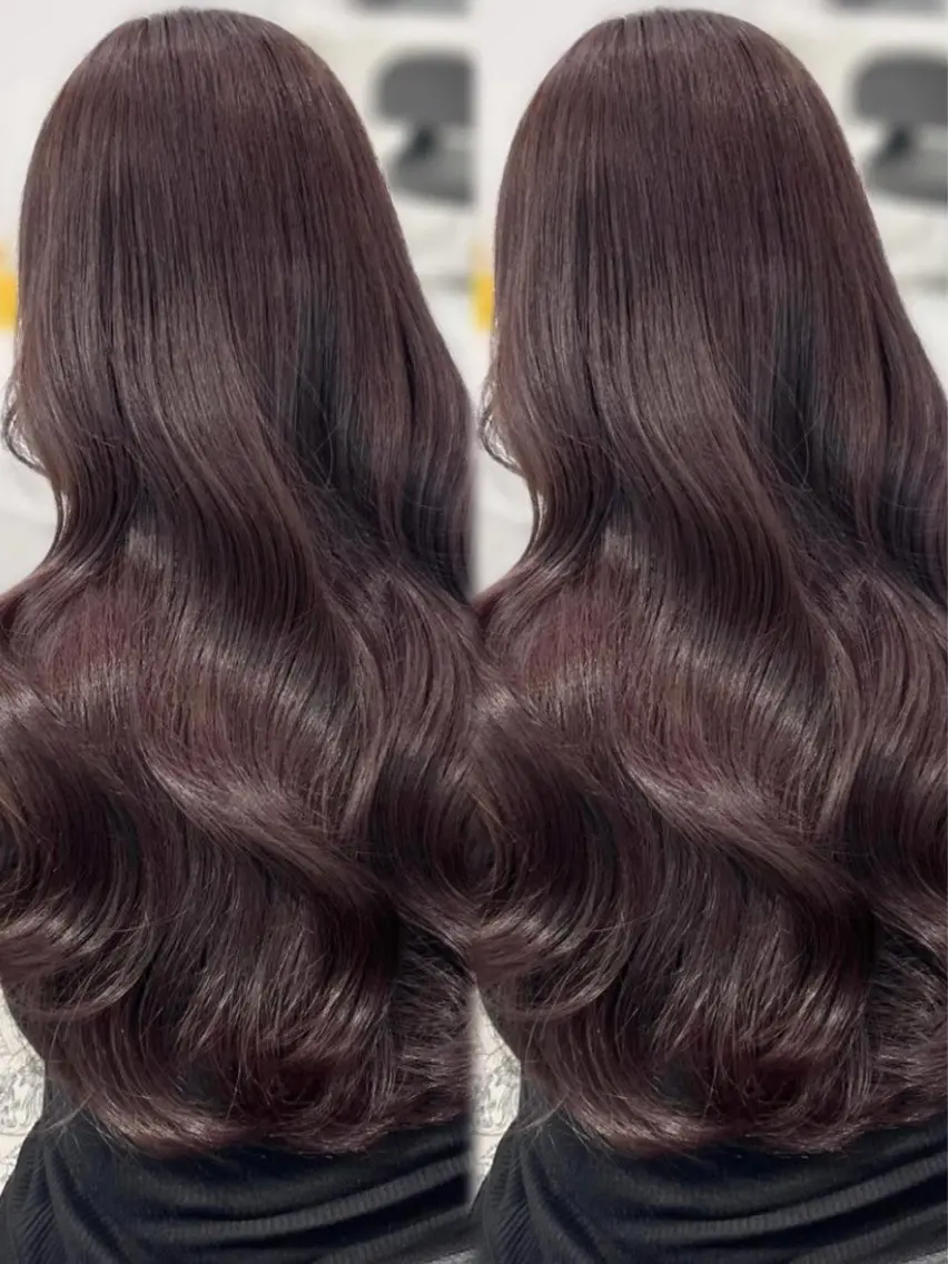 ロング 韓国風カラー ピンクブラウン 顔周りカット 韓国風ヘア カット ヘアカラー トリートメント 顔まわりレイヤー/諒 オリーブカラー/天神のヘアスタイル