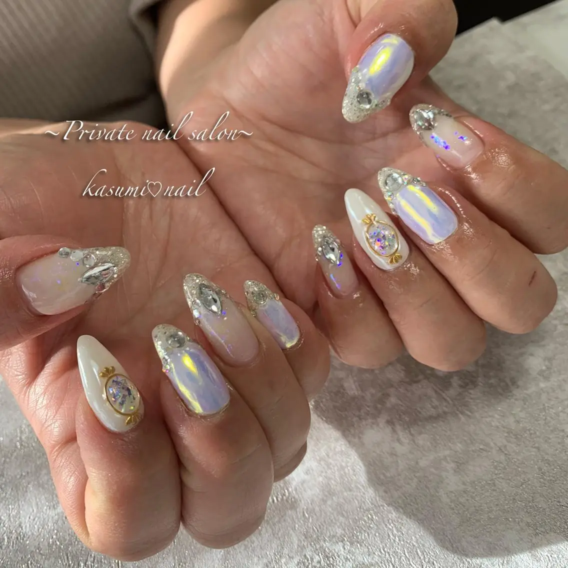 ネイル ロングネイル ミラーネイル ニュアンスネイル KASUMI♡ Nailのネイルデザイン
