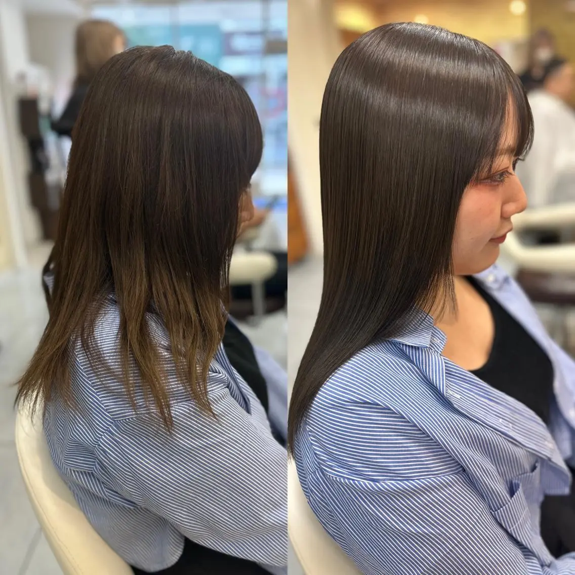 セミロング パーマ カット 縮毛矯正 髪質改善/縮毛矯正 /レイヤーカット岡部のヘアスタイル