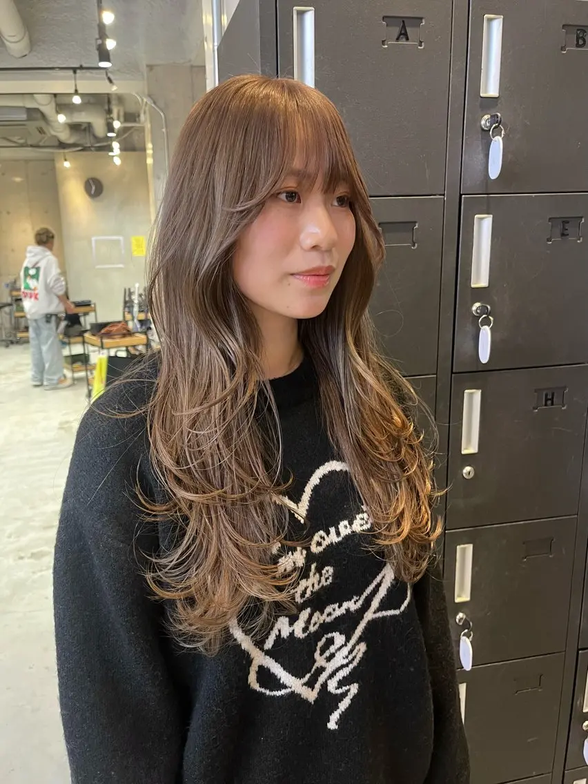 ロング カラー ベージュカラー オリーブベージュ カット ヘアカラー haruka ♡レイヤー/透明感のヘアスタイル