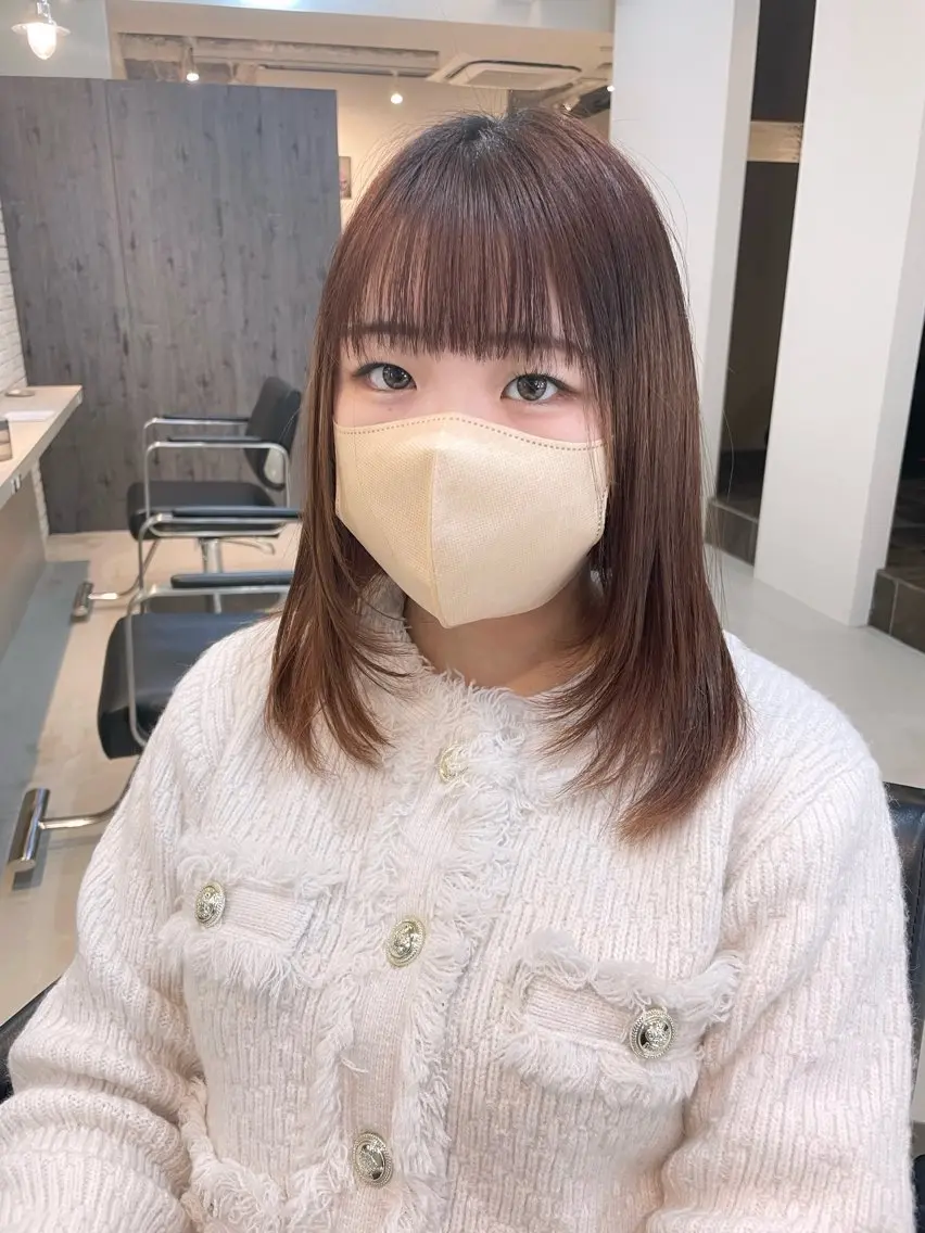 ミディアム 顔周りカット レイヤーカット カット トリートメント miyu♡̷̷ 韓国ヘア/顔まわりのヘアスタイル