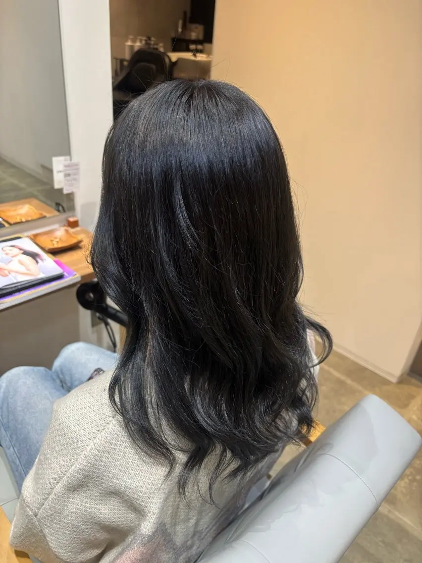 カラー 透明感カラー ネイビーカラー 柴藤 れもんのヘアスタイル