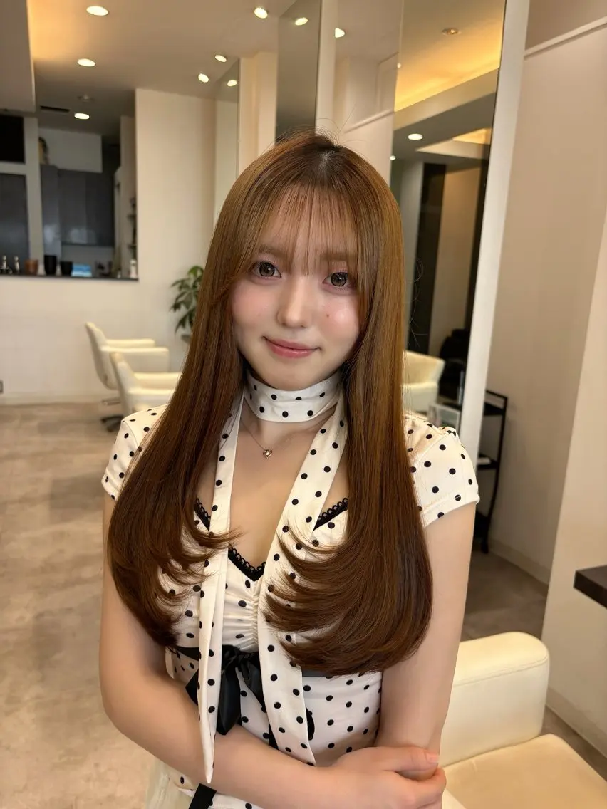 ロング カラー 韓国風ヘア レイヤーカット カット 💗韓国ヘア/髪質改 善💗若菜あいこのヘアスタイル